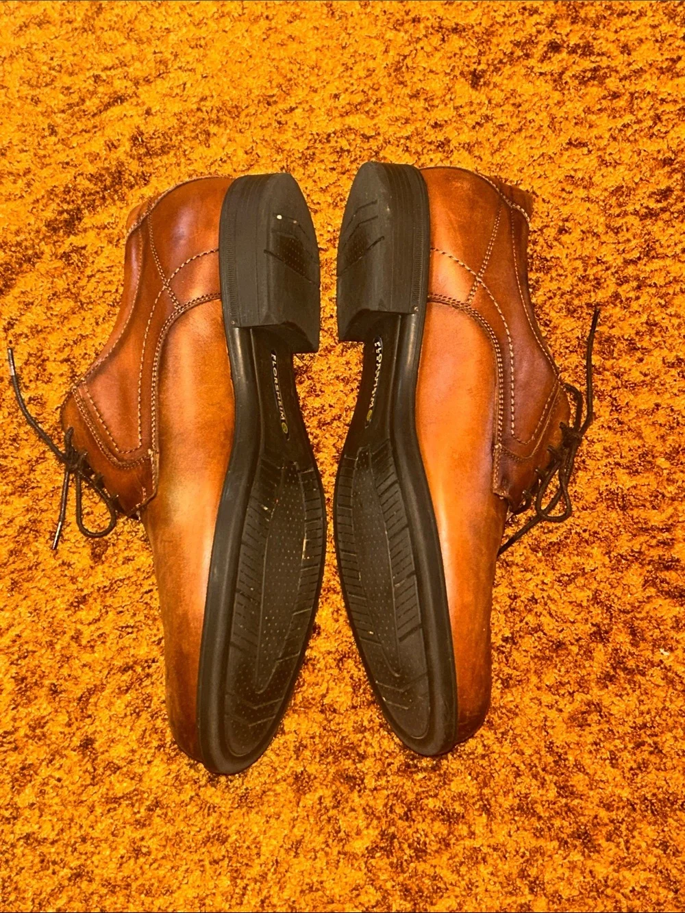 Florsheim Tan Brown Leather Lace-Up Derby Shoes